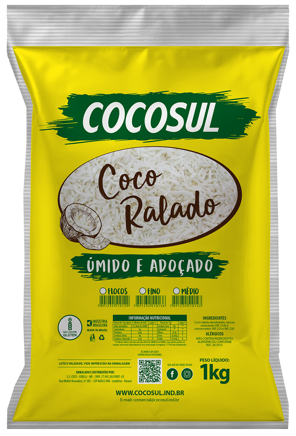 COCO ÚMIDO E ADOÇADO COCOSUL 1KG BG Alimentos