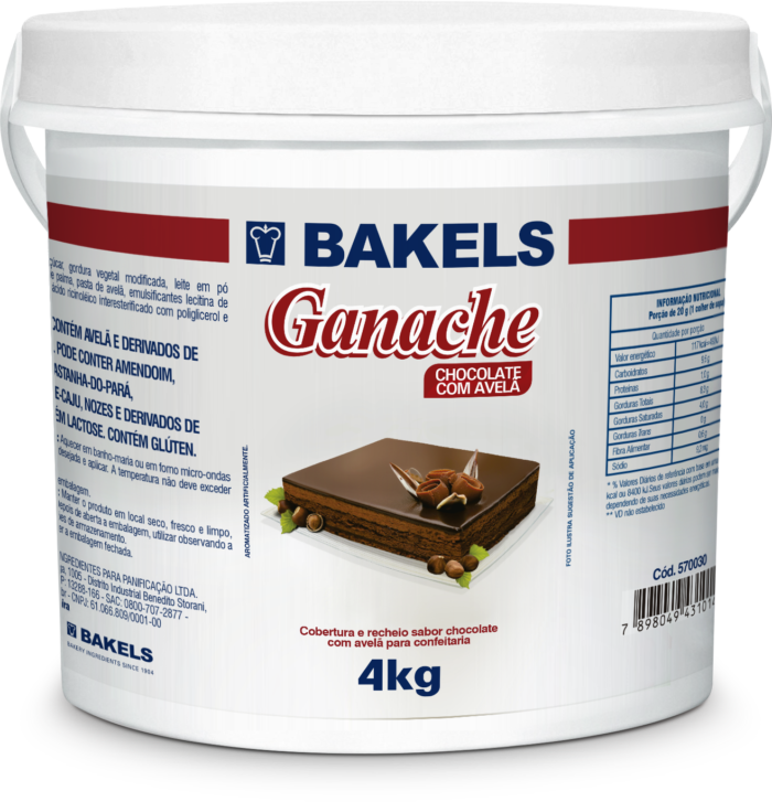 GANACHE CHOCOLATE COM AVELÃ BAKELS 4KG