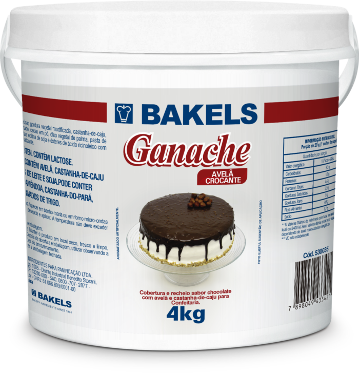 GANACHE AVELÃ CROCANTE BAKELS 4KG