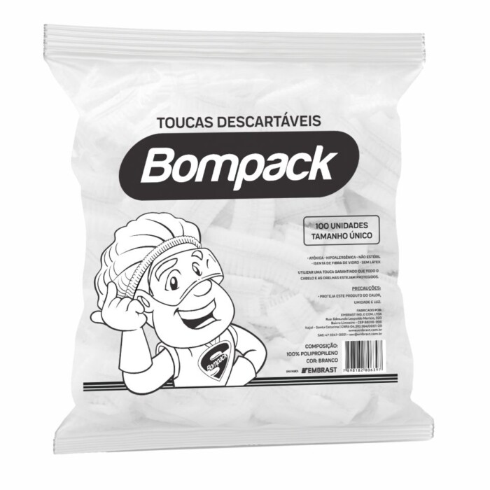 TOUCA DESCARTÁVEL BOMPACK 100UND