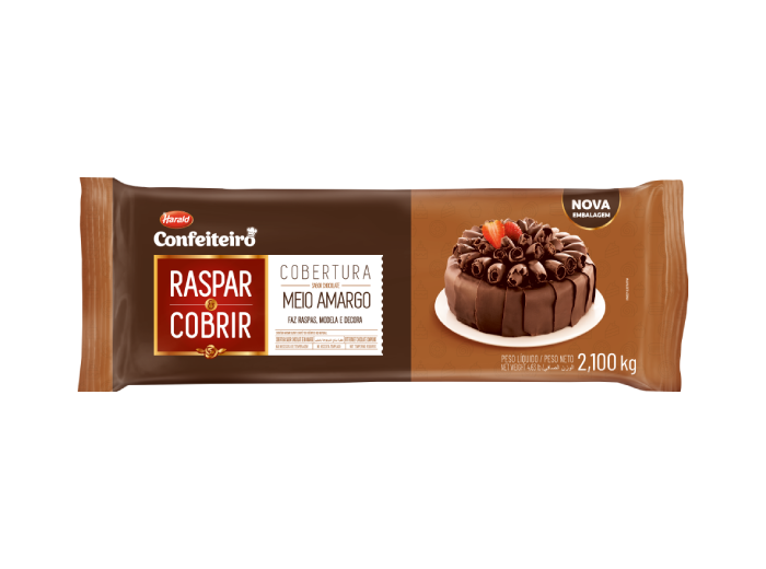 COBERTURA RASPAR E COBRIR MEIO AMARGO HARALD 2,1KG