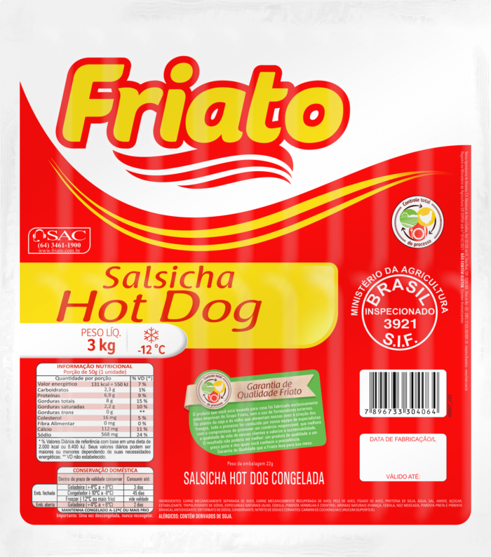 Salsicha Resfriada Friato 3kg