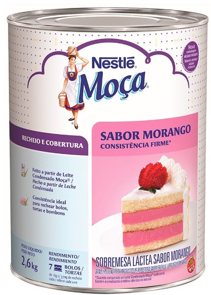 BASE RECHEIO MORANGO MOÇA NESTLE 2,6KG