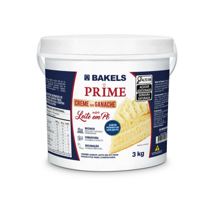 GANACHE BAKELS PRIME LEITINHO BALDE 3KG