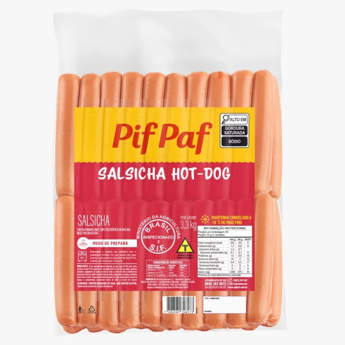 SALSICHA HOT DOG RESFRIADA PIF PAF 3,3KG
