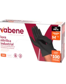 LUVA NITRILICA PRETA VABENE M CX COM 100UN