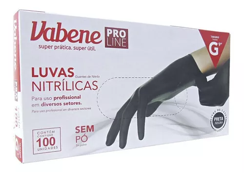 LUVA NITRILICA PRETA VABENE G CX COM 100UN