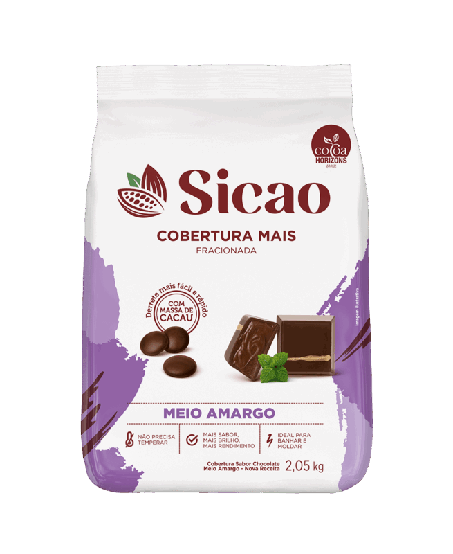 COBERTURA SICÃO MAIS MEIO AMARGO GOTAS 2,05KG