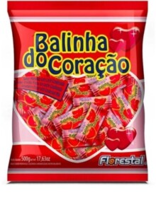 BALA BALINHA DO CORAÇÃO MORANGO 500G