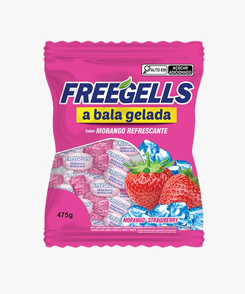 BALA GELADA FREEGELLS MORANGO 475G
