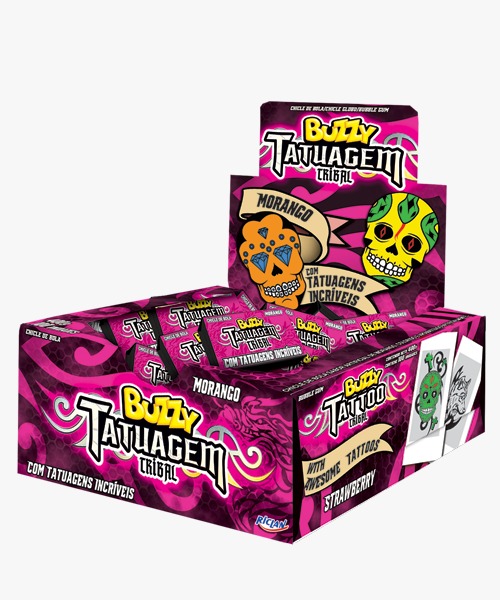 CHICLETE BUZZY TATTO TRIBAL MORANGO 90UN