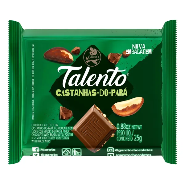 CHOCOLATE TALENTO CASTANHA PARÁ DISPLAY 15X25G