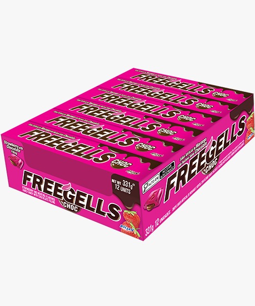 FREEGELLS DISPLAY MORANGO COM CHOCOLATE 12UN