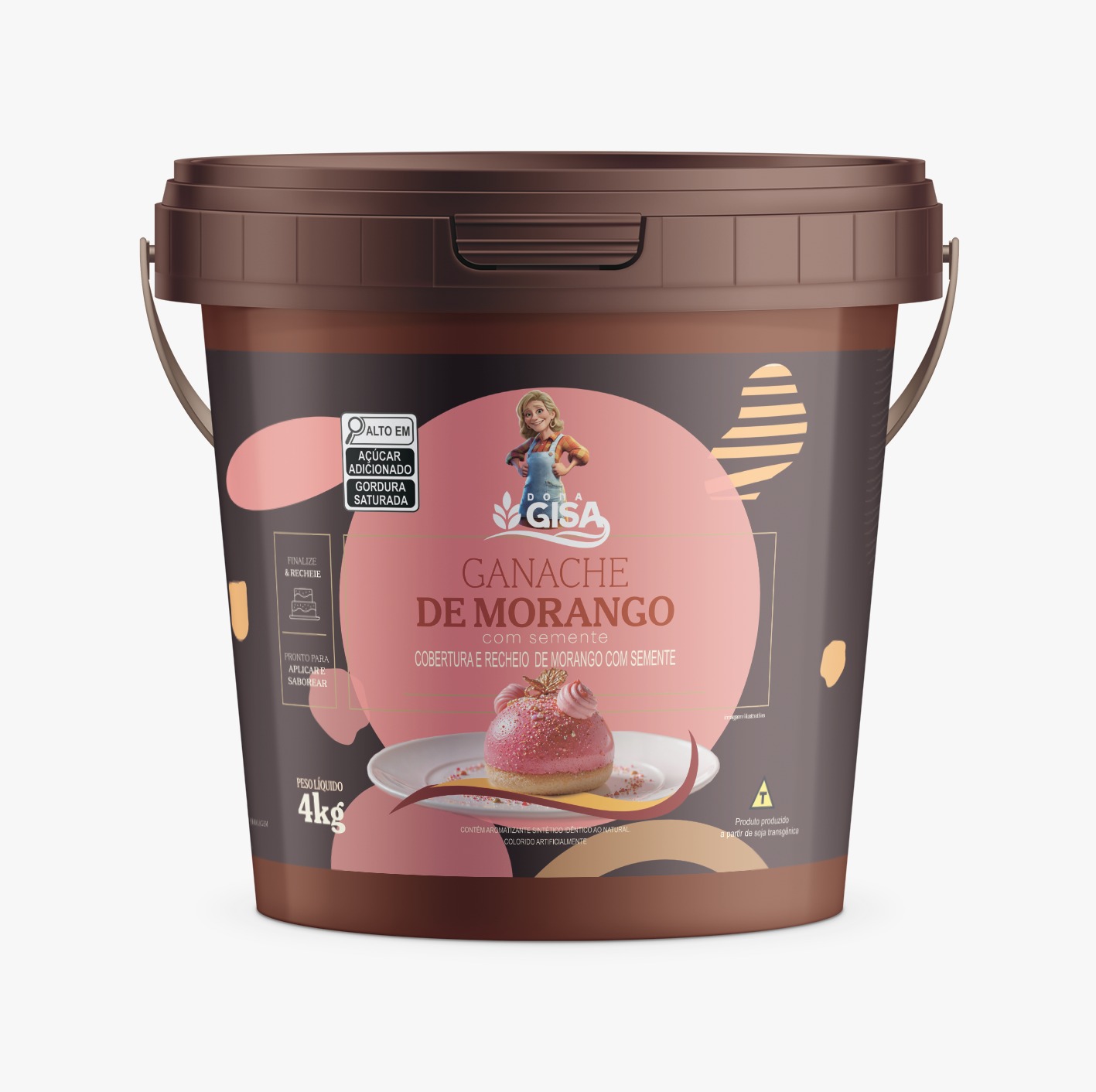 GANACHE DONA GISA MORANGO COM SEMENTES 4 KG - BG Alimentos