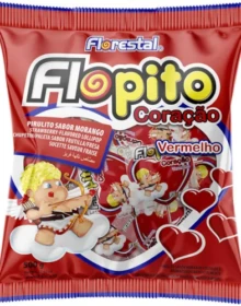 PIRULITO FLOPITO CORAÇÃO VERMELHO 500G